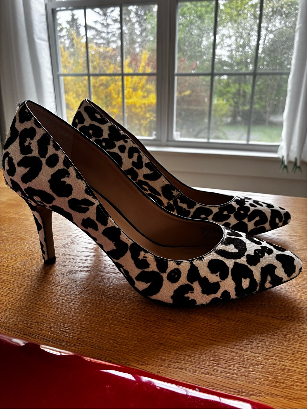INC International Concepts Leopard Print Pointed-Toe Heels - Black & Cream